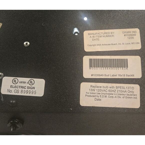 Budweiser Lighted Bar Sign - Picture 4 of 4